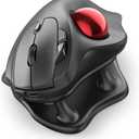 Nulea M511 Wireless Trackball Mouse, Rechargeable Ergonomic ThumbControl Mouse with Tilt Stand, Smooth & Precision Tracking, 3 Device Connection (Bluetooth or USB Receiver), for PC/Mac/Laptop Red