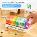 Monthly Pill Organizer 2 Times a Day, one Month Pill Box AM PM, 30 Day Pill Case Small Compartments to Hold Vitamin and Travel Medicine Organizer, 31 Day Pill Organizer, 4 Week Pill Cases