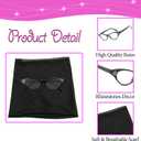 50's Costume Accessories Set for Women 1950s Vintage Chiffon Neck Scarf Rhinestone Cat Eye Glasses for Cosplay Party
