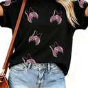 Women Magic Kingdom Shirts Sequin Magical Castle Graphic Tees Family Vacation Holiday T-Shirt Cute Short Sleeve Tops, 2XL