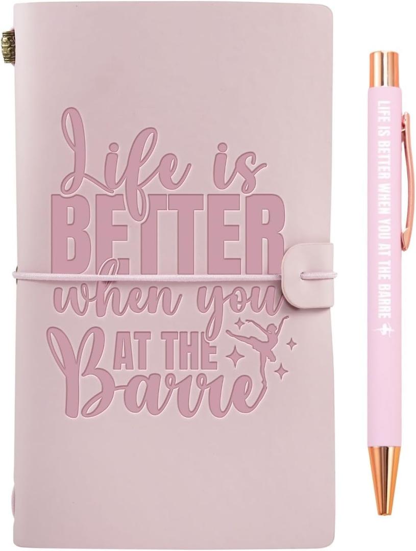 InnoBeta Dance Gifts for Girls Women, Journal Notebook with Pen, Refillable Sketchbook, Travel Diary, Lined Planner, 7.87 x 4.7 Cover, 4 x 7.5 Pages (Inches), Pink