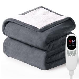 EDENLUNE Heated Blanket Throw Electric Blanket 50''x60'' Heating Blanket with 9 Heating Levels 10 Timer Modes Auto-Off Fast Heating Overheat Protection ETL Certified Machine Washable Gift