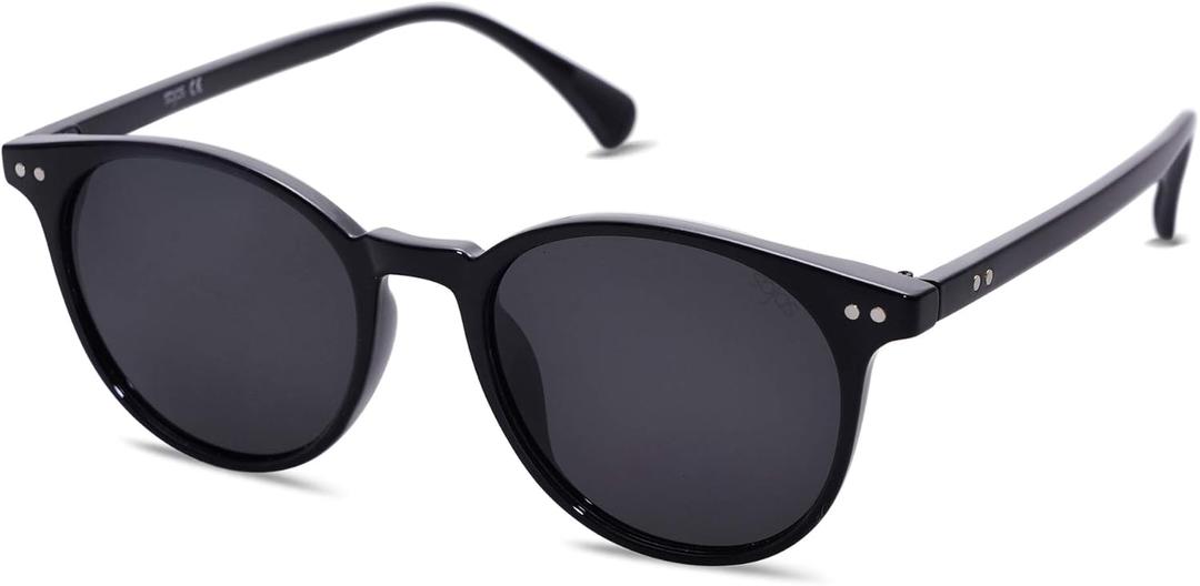 SOJOS Small Round Classic Polarized Sunglasses for Women Men Vintage Style UV400 Lens MAY SJ2113