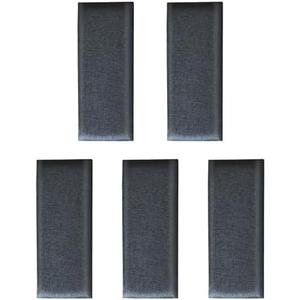 APMOE 5 Pcs Padded Wall Panels Self-Adhesive, 3D Anti-Collision Wall Padding for Bed/Kids Playroom - 1.3 in Thick Upholstered Wall Panels Peel and Stick Headboard, Soft Linen Fabric(Dark Gray)