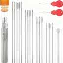 3 x Large Eye Hand Sewing Needles (Sharps/Universal) 25-Pack - Assorted Sizes for Embroidery, Quilting, Cross Stitch with Portable Storage Box