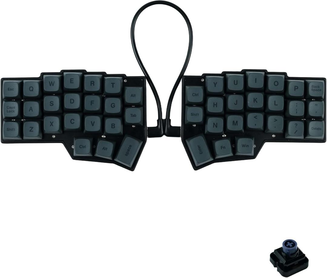 SZRKBD Ergonomic Split Capacitive Keyboard, Topre-Style Electrostatic Switches, Compact 46-Key Corne 40% Layout, VIAL Fully Programmable Wired Keyboard for Typist, Coders & Office Workers (35g Black)