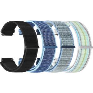 20mm Watch Bands for Garmin Forerunner 55/570 42mm/165/645/245 Music/Garmin Vivoactive 6/Vivoactive 5/3/Garmin Venu/Venu Sq 2 for Men Women, 20mm Watch Straps for Amazfit Active 2/Active (Black+Azure+Lake Blue+Blue Pinstripe)