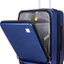 20" Carry-On Luggage with TSA Lock | ABS hardshell, 4 spinner wheels, front-open design, expandable, lightweight carry-on for men & women, sapphire-blue