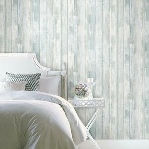 RoomMates RMK12008WP Blue Weathered Planks Peel and Stick Wallpaper, Blue & Grey
