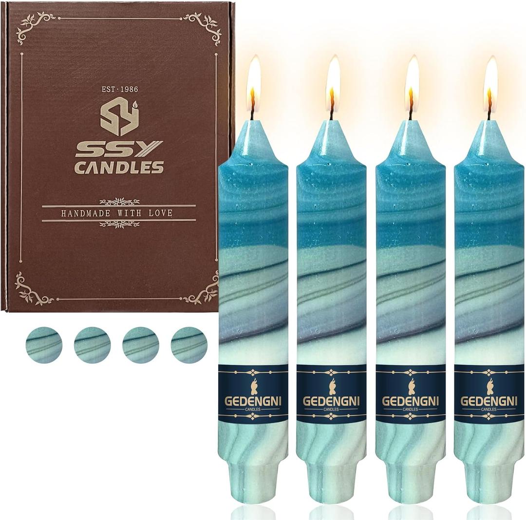 Print Taper Candle Spiral Candlesticks - Gedengni 4pcs Marble Handmade Twisted Candles Short Candle Sticks 7inches Flower Tapered Candles for Home Party Wedding Dinner Decoration,18D4T-BGLT