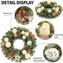 Small Christmas Wreath, 13Inch Artificial Beige Velvet Ball Pine Cone Mini Wreaths for Front Door Christmas Decorations, for Indoor Outdoor Home Hoilday Party Xmas Wall Decor.