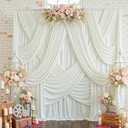 12 Panels 5x12ft Ivory Backdrop Curtains for Parties, Wrinkle Free Polyester Ivory Photo Backdrop Drapes 12 ft Long Back Drop Cloth for Wedding Birthday Photography Background Party
