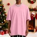 Oversized Graphic Tees Men Vintage Y2K Print Shirts Streetwear Unisex Harajuku T-Shirts (Pink, S)