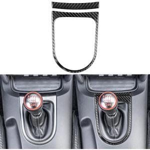 NVCNX Real Carbon Fiber Compatible with Ford Mustang GT 2015-2023 2016 2017 2018 2019 2020 2021 2022 Accessories Car Gear Shift Frame Cover Interior Trim Sticker Decal Black 2PCs