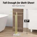 KES 3-Tier Freestanding Towel Rack with Marble Base, 36" Tall, Brushed Gold