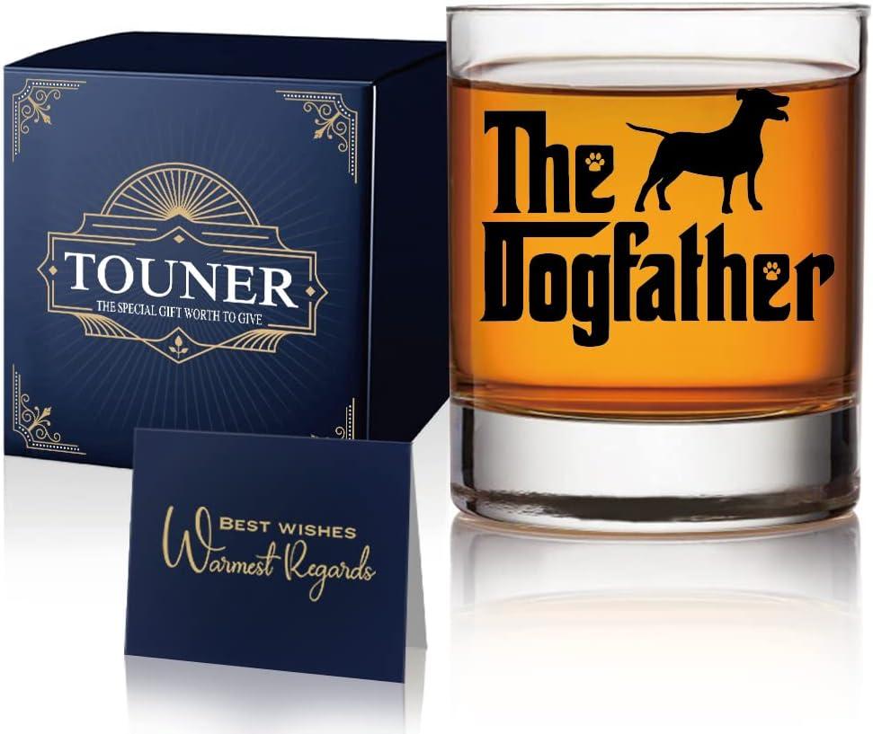 TOUNER Labrador Retriever Themed Whiskey Glasses, The DogFather Whiskey Glass, Dog Lover Gifts For Him, Dog Dad Gifts For Men, Fathers Day Birthday Gifts from Dog Dad, Unique Gift For Dog Lovers