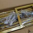 8.2FT Square Arch Backdrop Stand,Metal Gold Backdrop Stand Heavy Duty Adjustable,Extra 2 Clamps Change Over The Table Rod Stand,Wedding Balloon Arch Stand for Valentine Parties Decoration