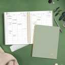 SUNEE 2026 Daily Planner,4-Person Group Appointment Book with Quarter-Hourly Layout. Weekly & One-Page-Per-Day Format, Jan to Dec 2026, 8.5"x11",Weekly Planner, Flexible Cover, Note Pages, Bookmark, Black,Sage Green