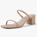 Avidirk Women's Square Open Toe Heeled Sandals Two Strap Mules Slip On Block Chunky Mid Heels Sandals Size 10