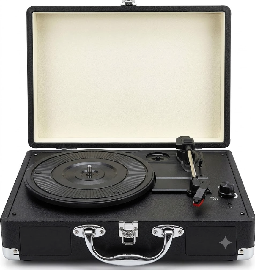 Retro Record Player, Portable Bluetooth Speaker, Bluetooth Turntable, Suitcase, Vintage Vinyl Record Player Interesting Multi-Life