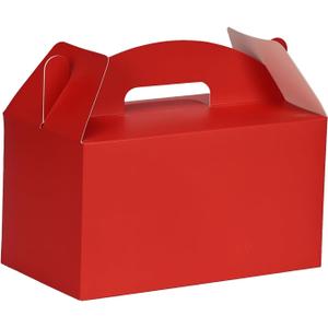 Aosric Red Gable Boxes with Handles, 30 Pcs, 9.45"x5"x5" Sturdy & Durable Cardstock Treat Boxes for Party Favor, Kids Birthday, Baby Shower, Wedding, Holidays Gifts (1 Count (Pack of 30))