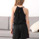 GORLYA Girls Jumpsuit Sleeveless Halter Neck Casual Short Rompers Outfits for 4-14T (10 Years, Black)
