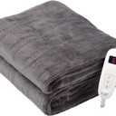 Tefici Electric Heated Blanket Throw, Super Cozy Soft 2-Layer Flannel 50" x 60" Heated Throw with 6 Heating Levels & 4 Hours Auto Off, Machine Washable, ETL&FCC Certified, Home Office Use,Grey