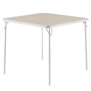 VECELO Folding Card Table Square with Collapsible Legs & Vinyl Upholstery,Portable for Indoor & Outdoor, Beige
