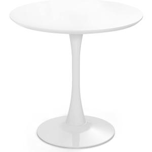 Giantex White Round Dining Table, 32 Inches Modern Tulip Kitchen Table w/ 0.9 Thickened Tabletop & Sturdy Metal Pedestal, Mid-Century Leisure Table for Small Places, Dining Room, Living Room, Cafe