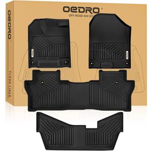 OEDRO Floor Mats for Honda Pilot 8 Passenger (No Elite Models) 2016-2022 All-Weather TPE Waterproof Floor Liners Includes 1st, 2nd and 3rd Row: Full Set Black Car Accessories