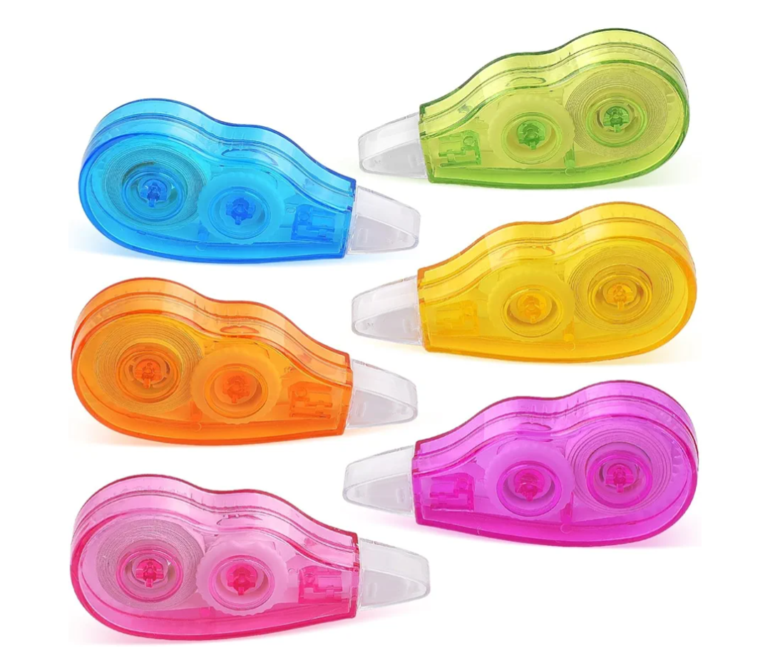 Mini Cute Correction Tape, 13.12ft, 12 Count Pack, Easy to Use, Dry Instant Tear-Resistant and Silent, School Office Supplies, Pink Purple Blue Green Orange Yellow