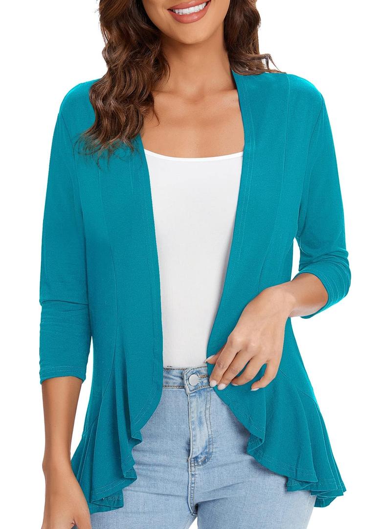 Urban CoCo Women's 3/4 Sleeve Casual Cardigans for Women Trendy Open Front Lightweight Cover Ups, Large
