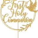 First Holy Communion Cake Topper, Spanish Baptism, Religious Christening, Wedding Baby Shower 1st Birthday Party Decorations, Gold Glitter