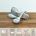 6PCS Asian Ceramic Soup Spoons, with Long Handle and Deep Bottom, for Ramen, Wonton, Dumpling, Noodle