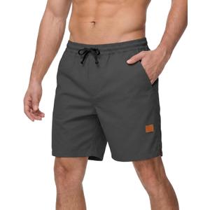 BUXKR Men's Lightweight Athletic Shorts Loose Fit Workout Shorts with Pockets for Gym Training and Sports, Quick-Dry Summer (Gray, M)