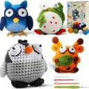 Bojianxin Set of 4 Crochet Kit for Beginners Kids, DIY Art Craft Set, Great Gift for Crochet Lovers, Crocheting Animal Kits with Step by Step Videos, Yarn, Hook, Adults and Kids Crochet Beginner Kit