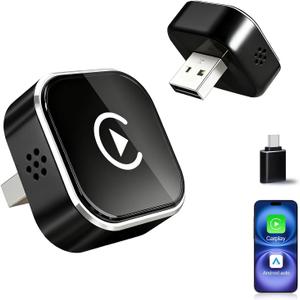 Mini Wireless CarPlay Adapter for iPhone,2 in 1 for Apple Carplay and Android Auto Adapter,Convert Wired to Wireless, Plug & Play, USB to USB-C/Type-C
