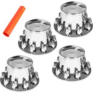 Chrome Plastic Rear Wheel Axle Hub Cover Kit 33mm Screw-On Lug Nut Covers Set of 4 for Semi Truck Wheels