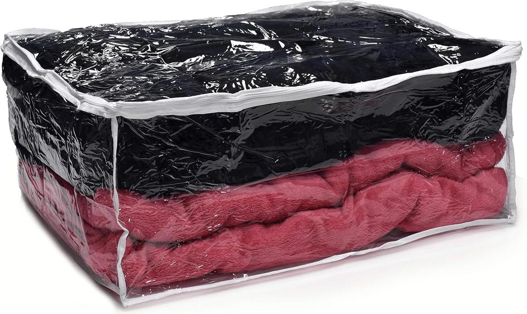 Handy Laundry Comforter Storage Bag Large 90L Clear Zippered Organizer for Blankets, Bedding, Clothes & Pillows, Durable Plastic Storage for Closet, Moving, Under Bed Dust & Moisture Protection