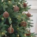 3.15INCH Brown Velvet Ornaments for Christmas Tree, 12PCS Glitter Flocked Christmas Ornaments Decorations Balls Set Decor