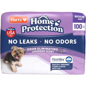 Hartz Home Protection Lavender Scented Dog Pads, 100 count, Super Absorbent & Won't Leak, Odor Eliminating