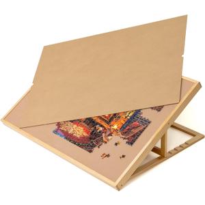 Lavievert 1500 Piece Tilting Jigsaw Puzzle Board with Wooden Cover, Adjustable Puzzle Board with Built-in Easel/Stand, Portable Puzzle Table with Non-Slip Flannel Tabletop for Adults & Kids