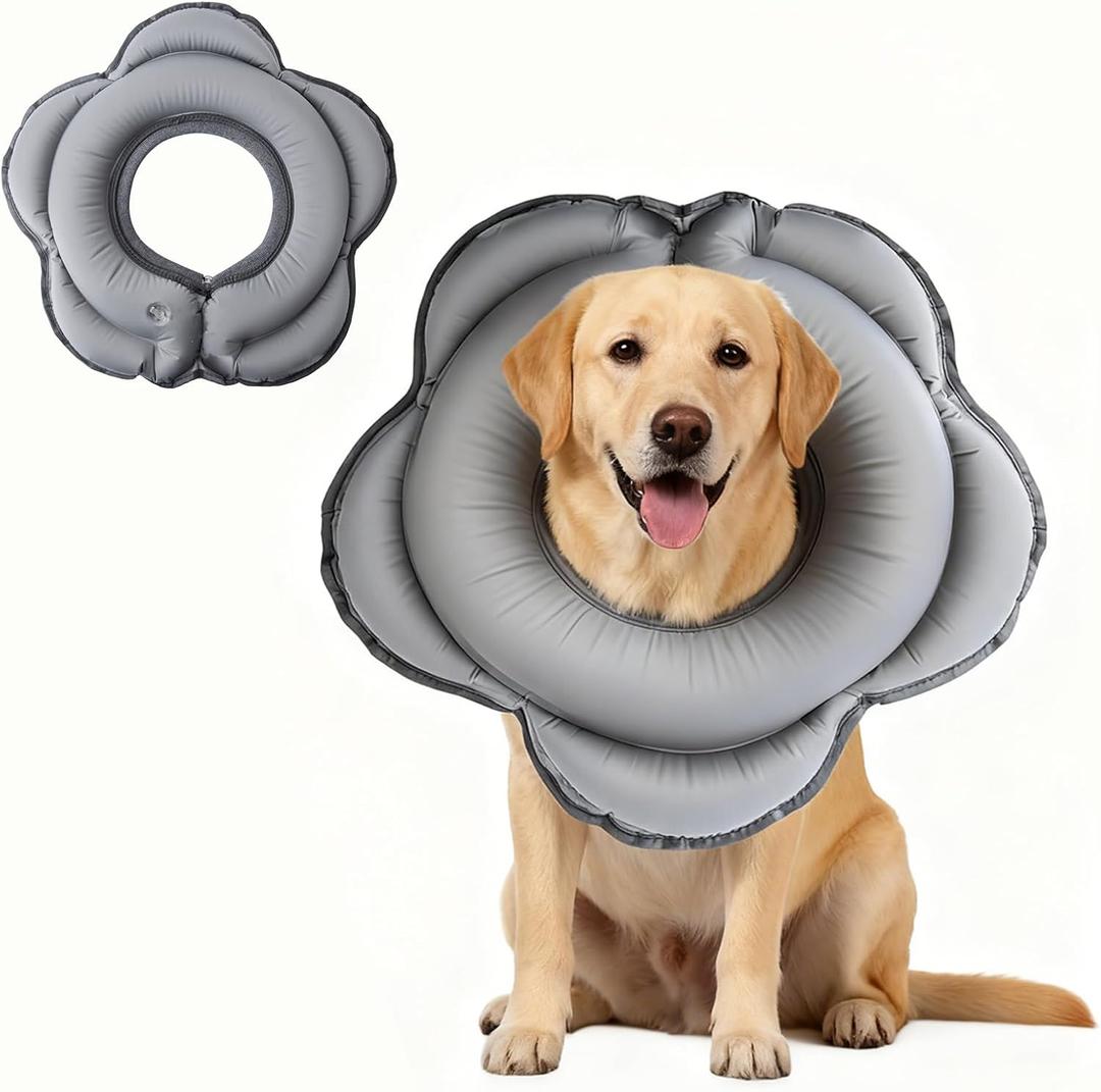 Dog Cone Collar for Large Dogs, Soft Inflatable Dog Donut Alternative After Surgery, Adjustable Protective Pet Recovery Collar, Donut Recovery Collar Prevents Licking for Dogs (Gray, XL)