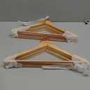 Smartor Wooden Hangers 10 Pack, Solid Wood Coat Hanger for Closet, Heavy Duty Wood Hangers for Suits, Shirts, Dresses, with 360 Rose Gold Hook, Non Slip Pant Bar, Natural