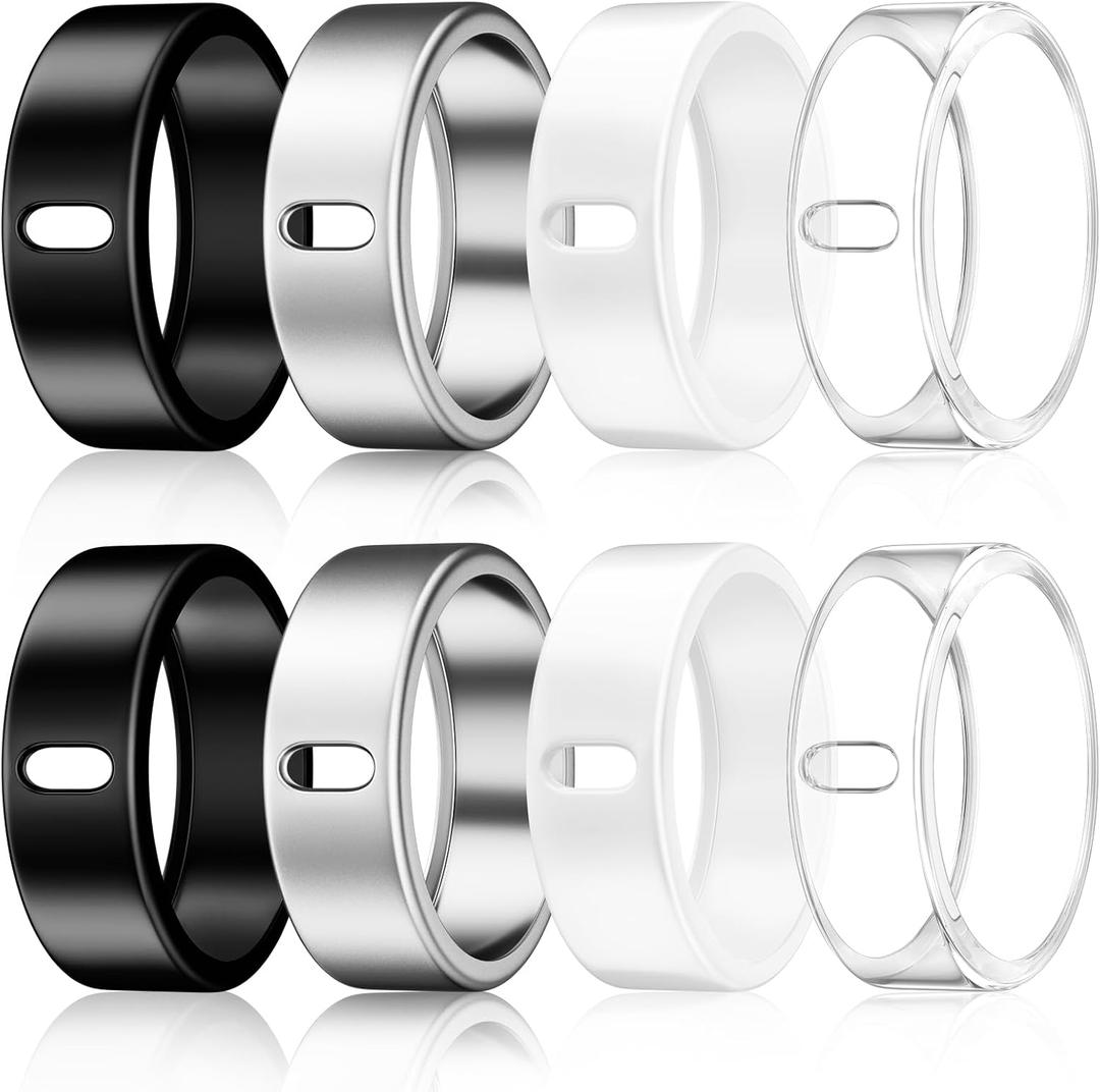 Vigamen 8 Pack Cover Compatible with Oura Ring Gen 4/Oura Ring Gen 3 Horizon/Heritage,Charging Derectly,Matte Texture Wear-Resistant Anti-Scratch TPU Protector for Oura Rings Women MenC,Size 8 (Silver*2+Clear*2+Black*2+White*2)