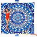Boho Beach Blanket Sandproof Waterproof Extra Large Blankets for 1-8 Adults Size 110"x118" with Ground Mails, Pouch Bag, Anti Sand