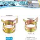 PATIKIL Spring Band Hose Pipe Clamps for 17-19.5 mm OD Hose, 30 Pack Silicone Vacuum Constant Tension Band Clips for Fuel Line Silicone Air Hose Tube Water Pipe, Gold