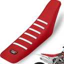 Dirt Bike Seat Cover - White Stripe Universial Seat Cover for Dirt Bike - Motorcycle Motorcross Enduro Seat Covers (Red)