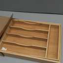 Expandable Bamboo Kitchen Drawer Organizer for Cutlery and Utensils, Adjustable Bamboo Wood Cutlery Tray in Drawer for Flatware and Silverware in Kitchen, (Natural) (7 Slots Expandable)