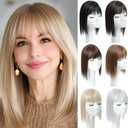 Rose bud Hair Topper with Bangs 3 Clips Multi-Dimensional Blonde 12 Inch Synthetic Wiglets Natural Hairpieces for Women